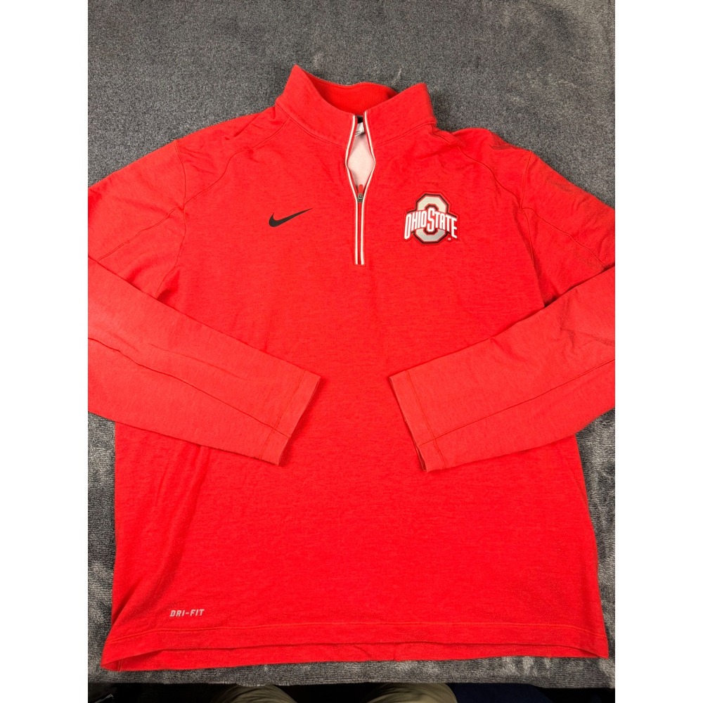 Nike Ohio State Buckeyes Dri-FIT Quarter Zip Pullover Red XL Mens Athletic Top